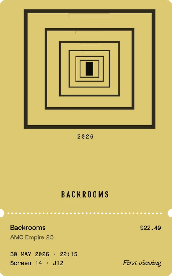 Backrooms: a corridor of rooms inside rooms, black on yellow.