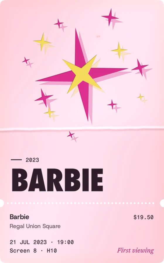 Barbie: a field of sparkles in pink and yellow.