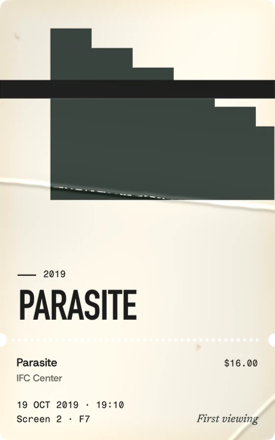 Parasite: a stair going down, a black bar across it.