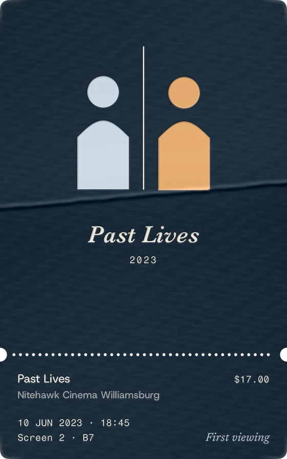 Past Lives: two people, a line between them.