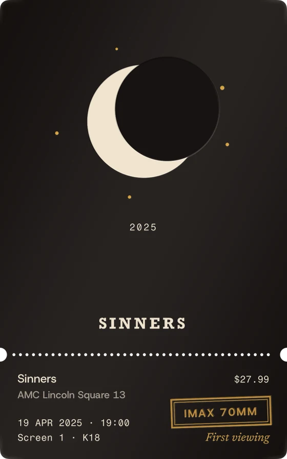 Sinners: a crescent moon in a dark sky.
