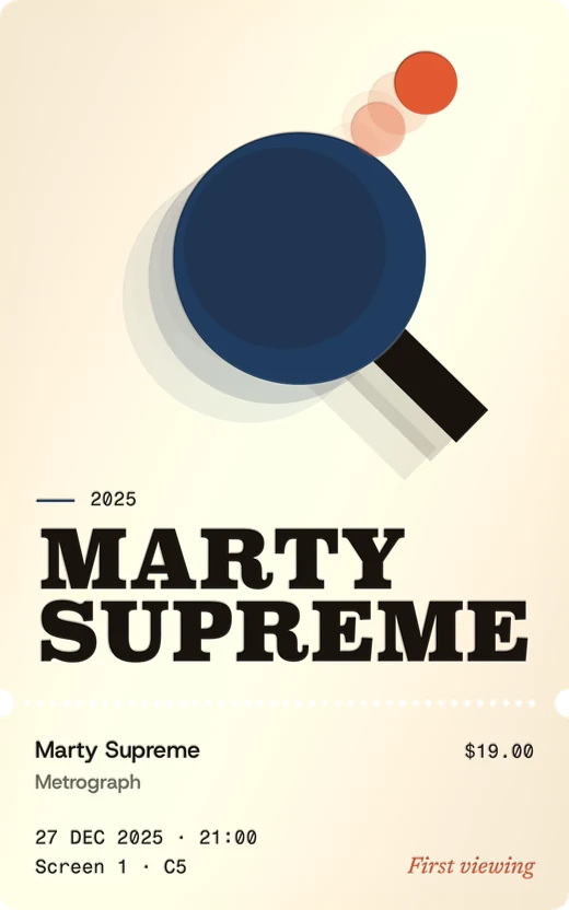 Marty Supreme in its own design: a table-tennis paddle and ball.